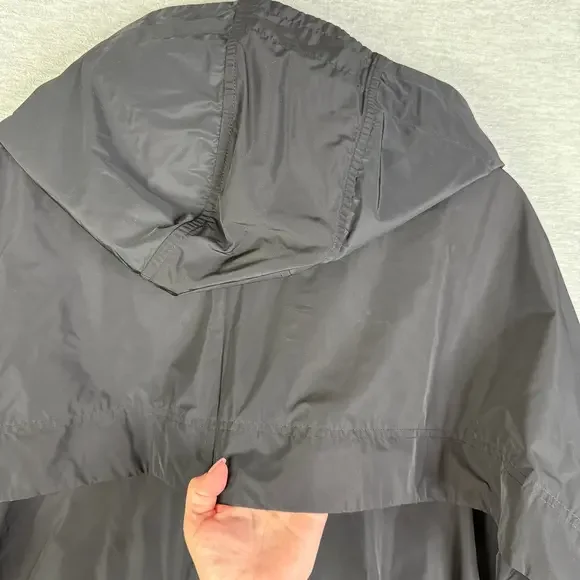 Athleta Size Large Windout Jacket Long Rain Coat Black Hooded - Picture 11 of 12